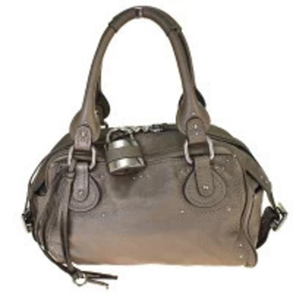 Chloe Paddington Leather Handbag Metallic Beige